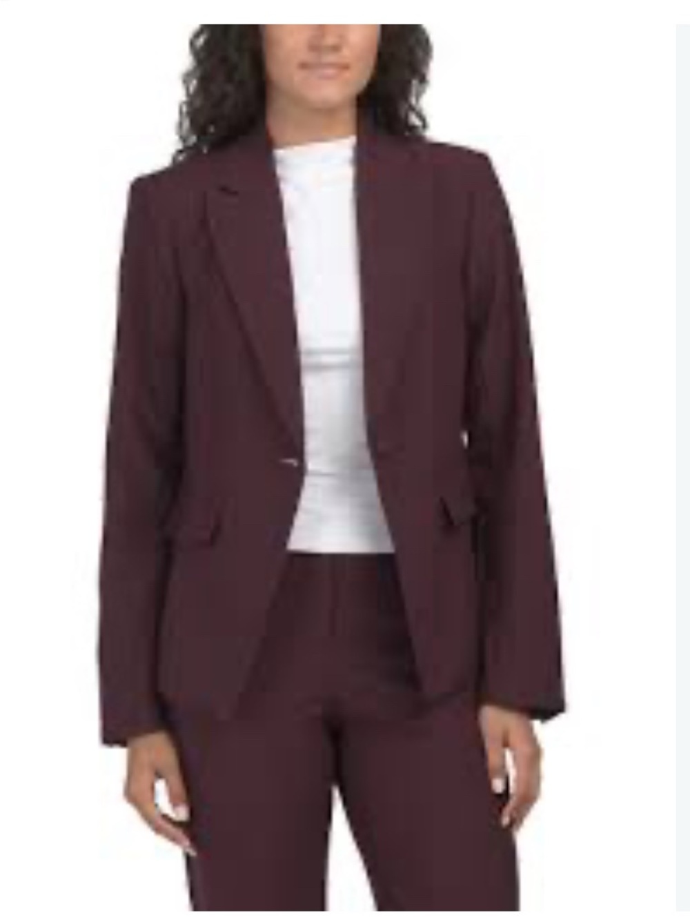Doe & Rae Women's Maroon Cabernet Knit Single-Button Blazer Career Professional